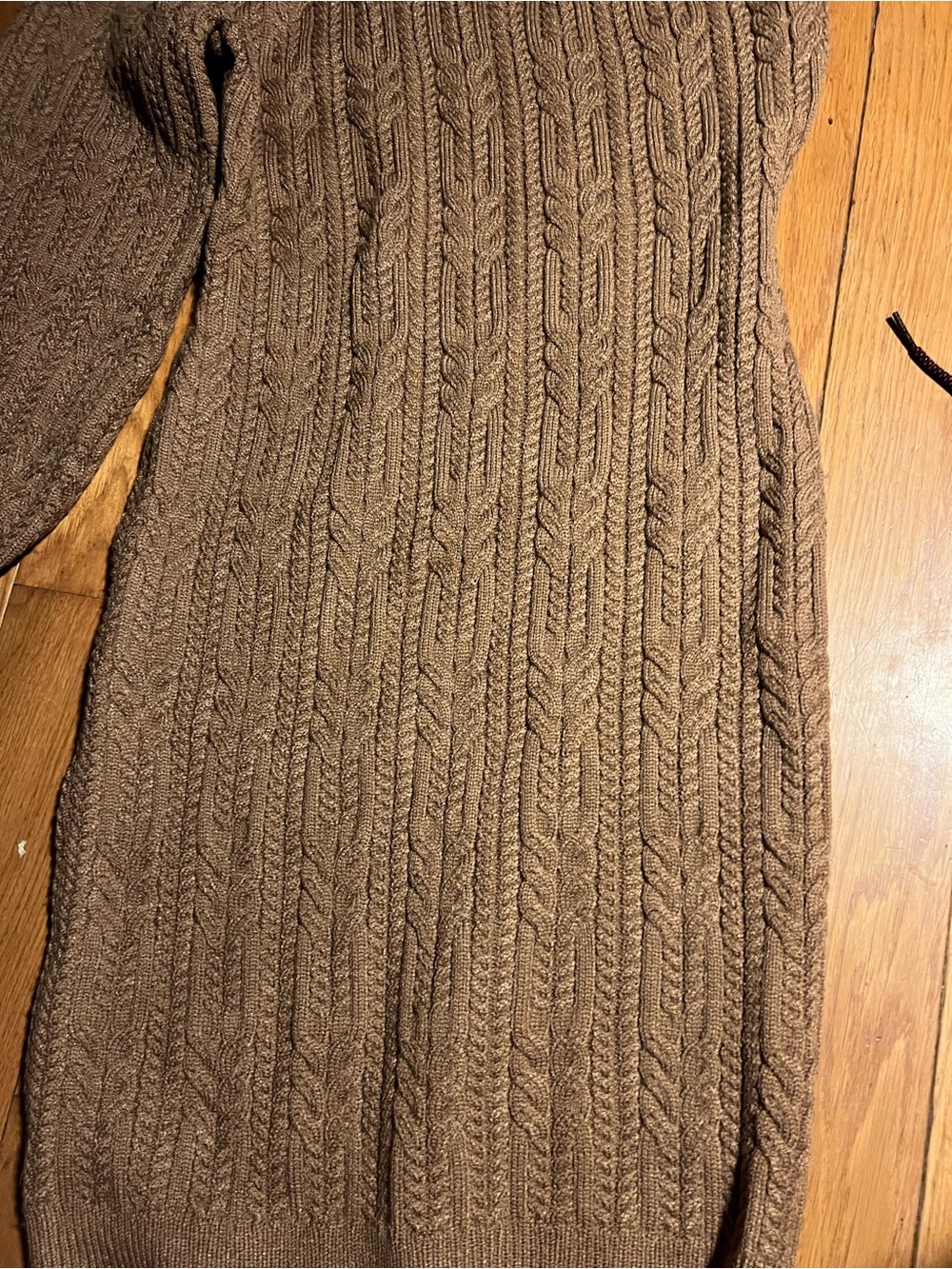 mittoshop Brown Cable-Knit One-Shoulder Dress